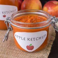 Homemade apple ketchup in a jar