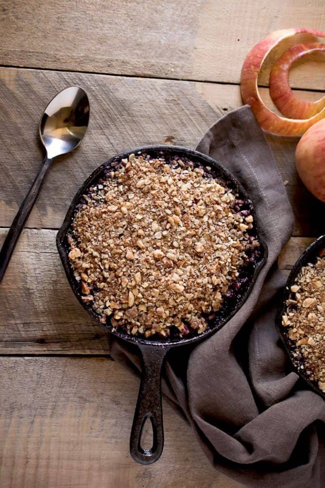Viewed from overhead with a spoon and apple peel