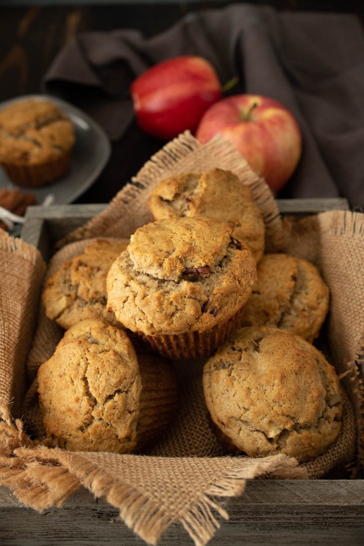 Apple pie pecan muffins warm out of the oven