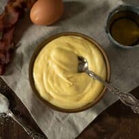 Bacon mayonnaise viewed from overhead