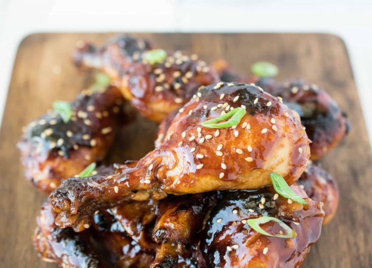 A closeup of a drumstick showing the sesame seeds