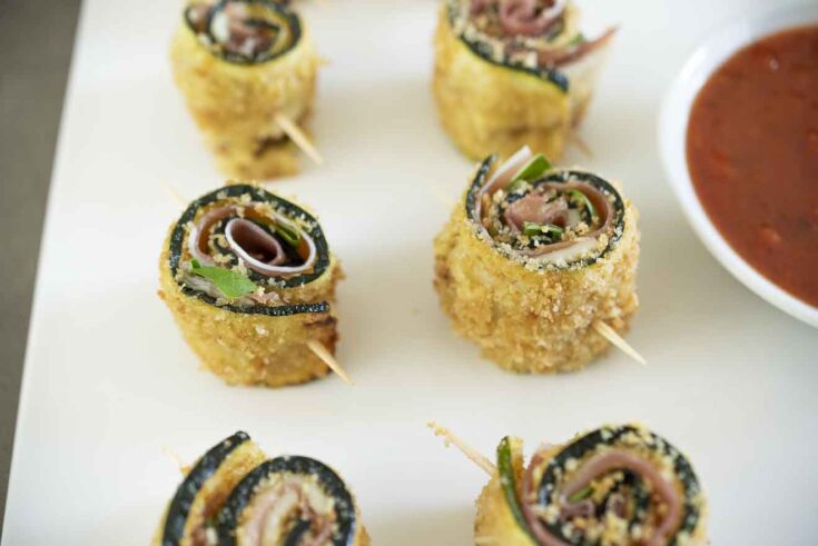 Zucchini slices rolled up