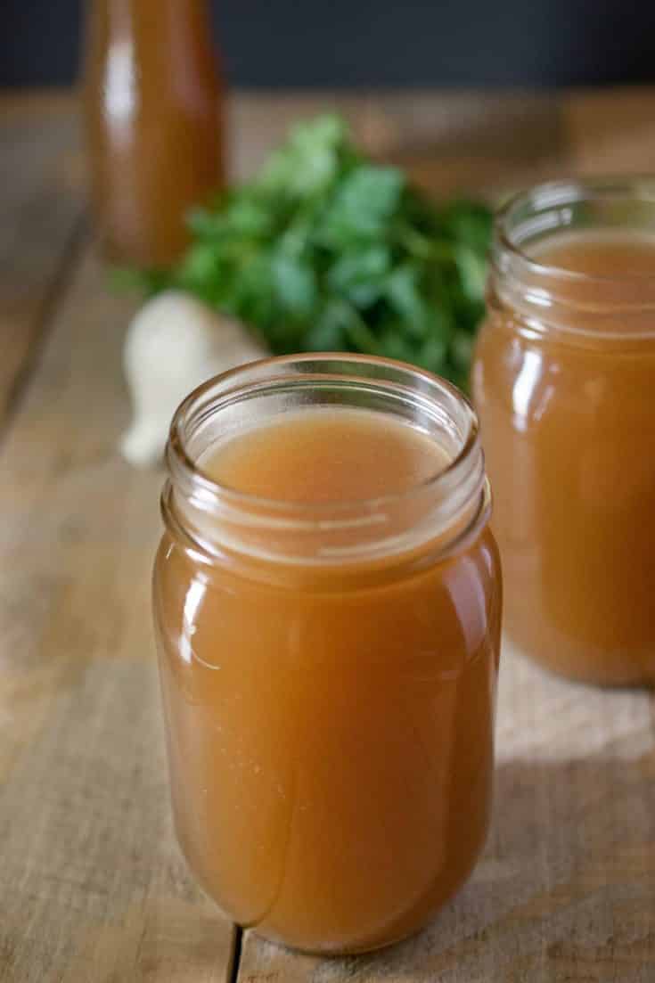 Jars of beef stock