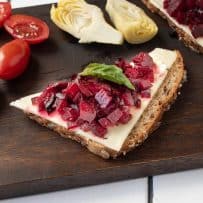 Beet relish on bread with cheese