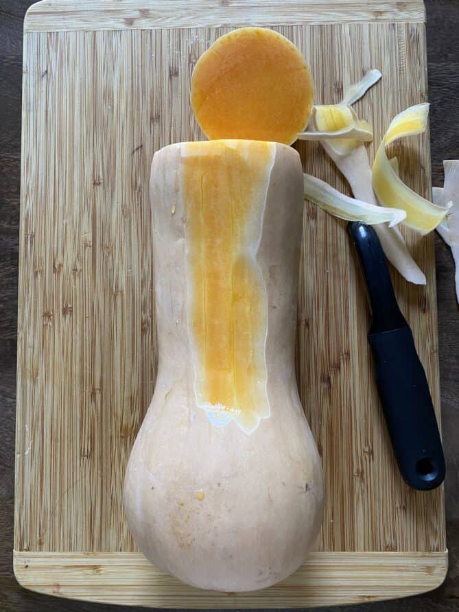 Peeling a butternut squash