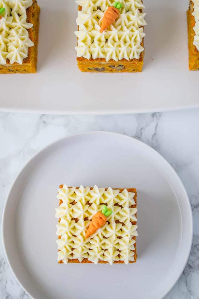 An overhead showing the decorative piping of the frosting