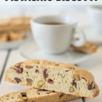 2 biscotti served with a cup of coffee