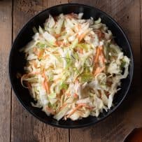 Crunchy vegetable coleslaw from overhead
