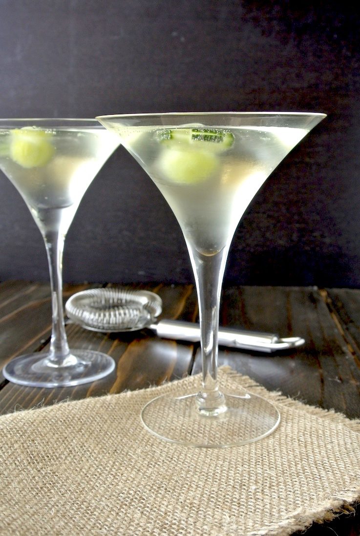 A side view showing the cucumber ice cubes