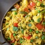 Curry Vegetable Basmati rice in a serving bowl