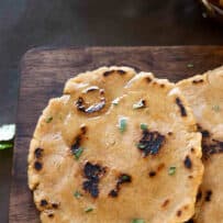 A closeup of gluten free naan bread