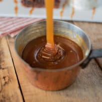 Thick caramel sauce dripping