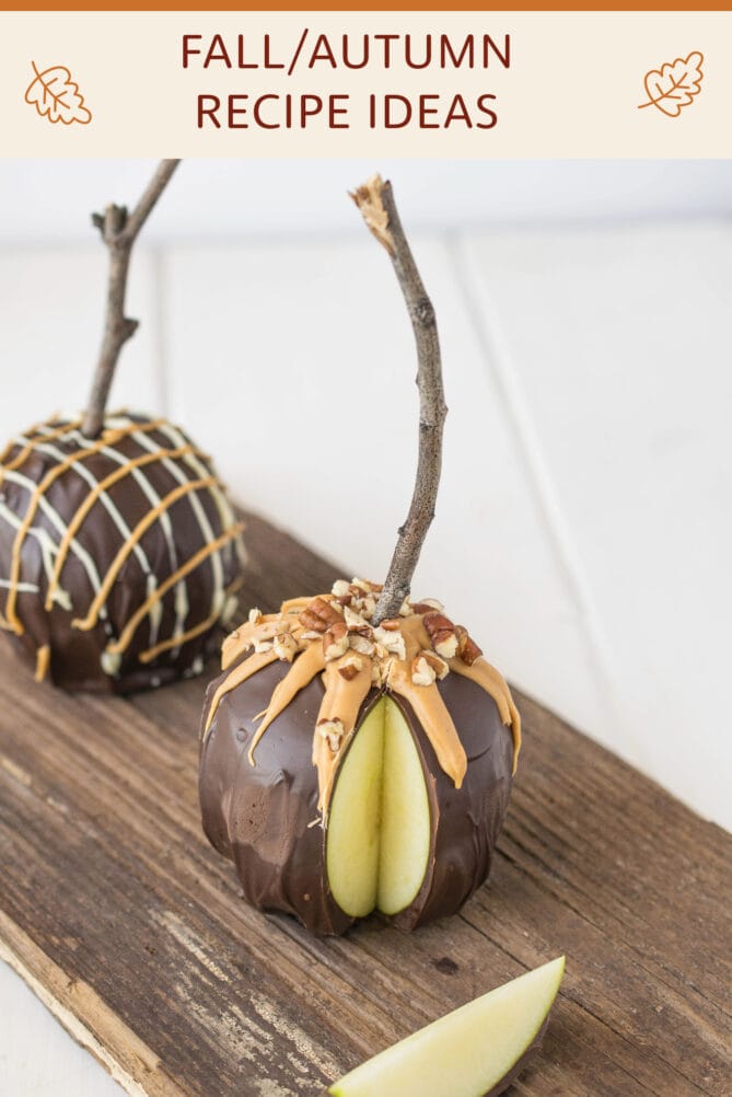 A chocolate apple cut open to show the inside