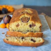 A sliced fig bread showing the figs inside