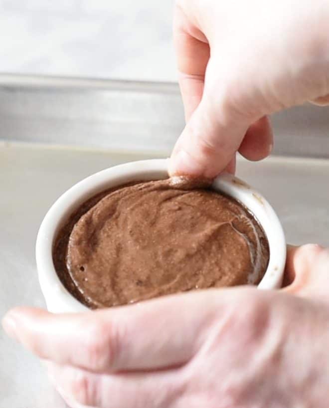 Wiping the side of the ramekin