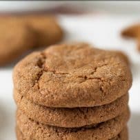 A vertical stack of ginger snaps ginger nuts cookies