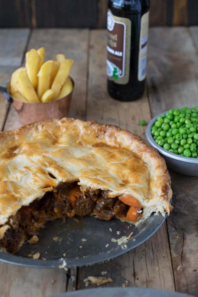 Steak and ale pie made with gluten free crust
