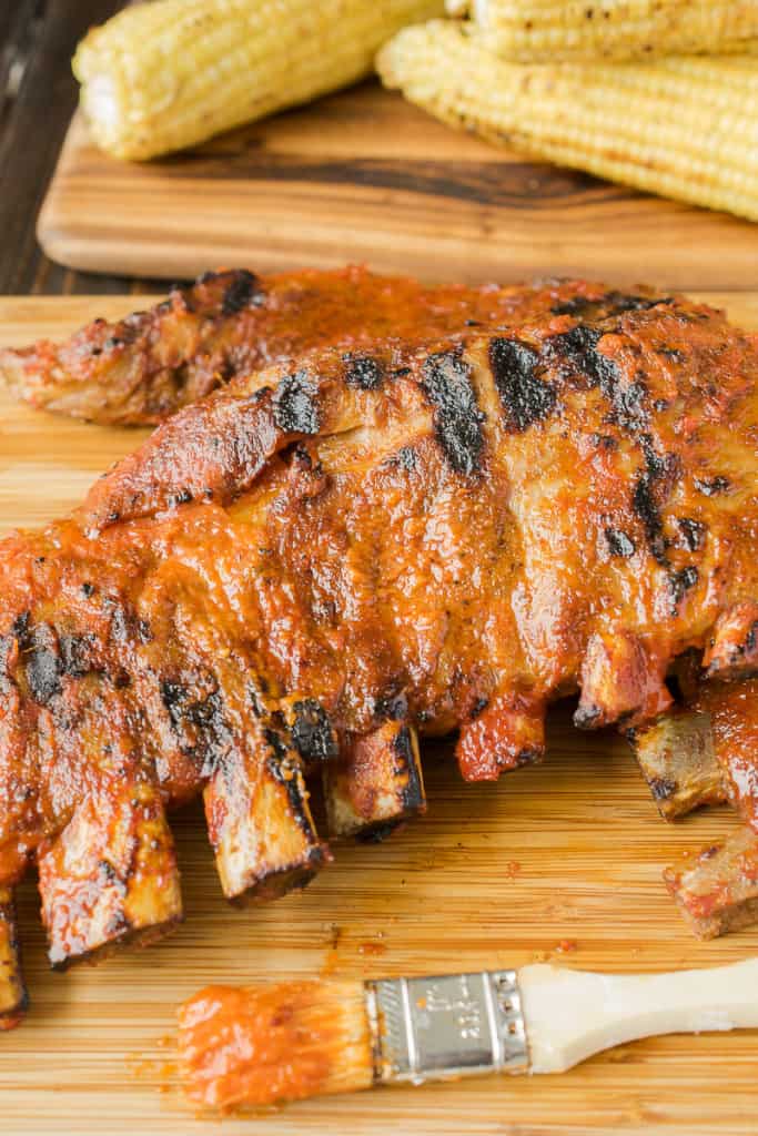 Grilled barbecue spare ribs