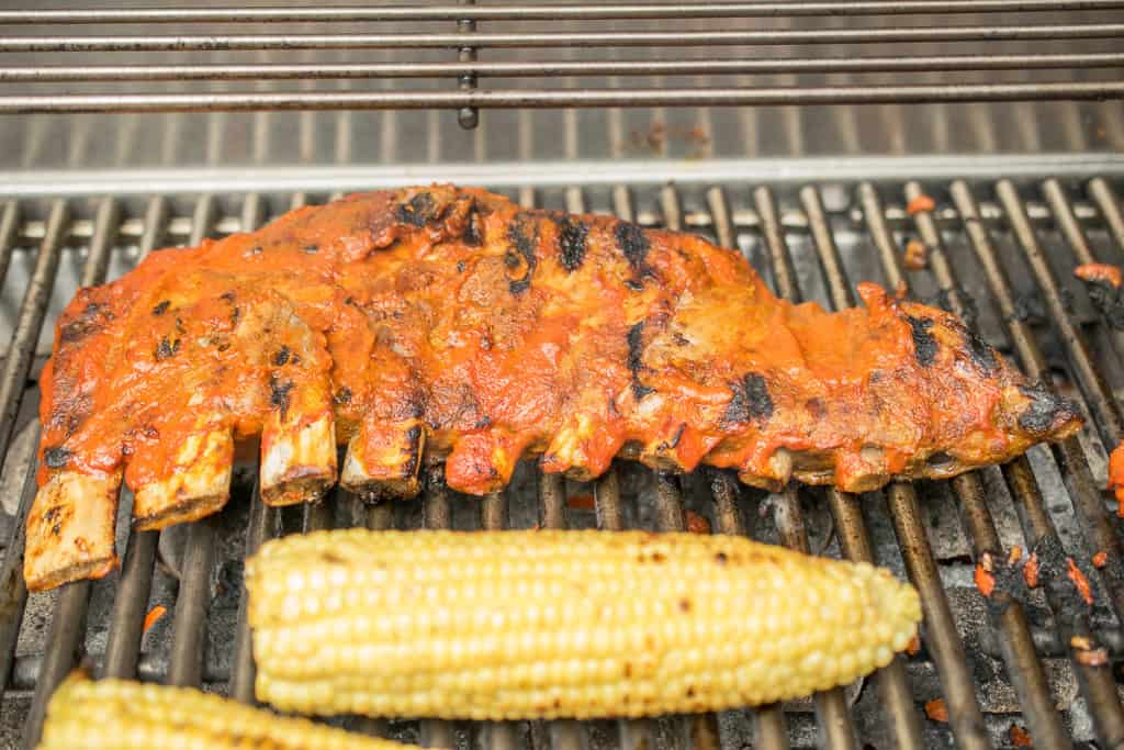 Grilled barbecue spare ribs