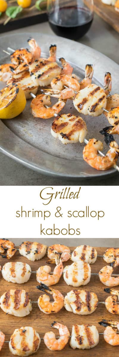 Grilled shrimp and scallop kebobs, lightly seasoned and skewered, the perfect summer dish.