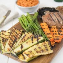 A colorful platter of grilled vegetables