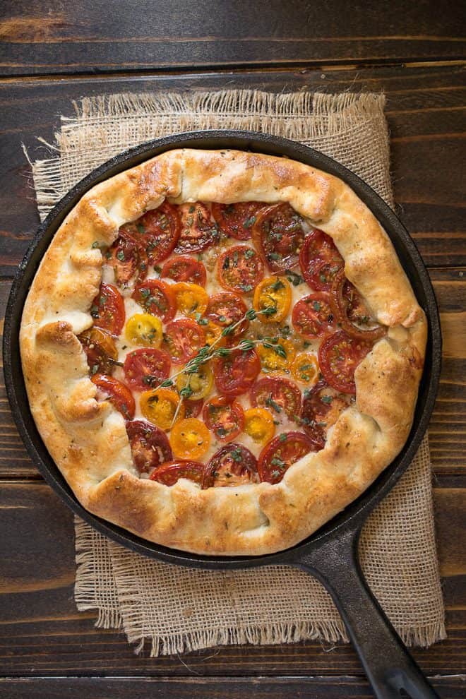 Herbed tomato galette viewed from above