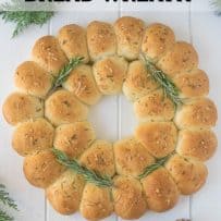 Golden brown wreath shaped bread