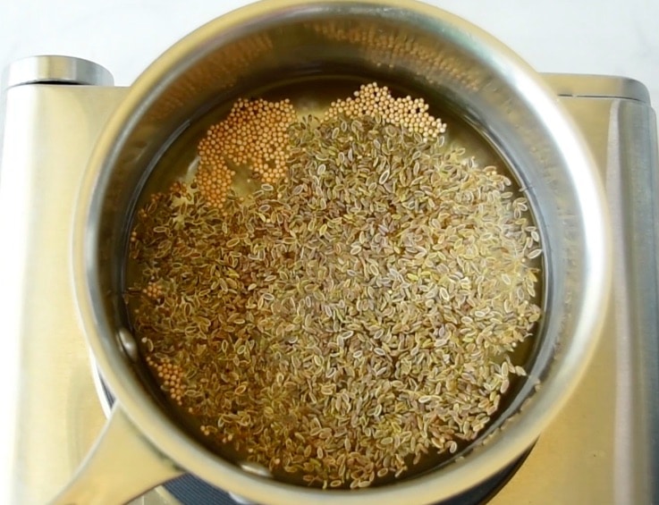 Pickling spices and vinegar in a pan
