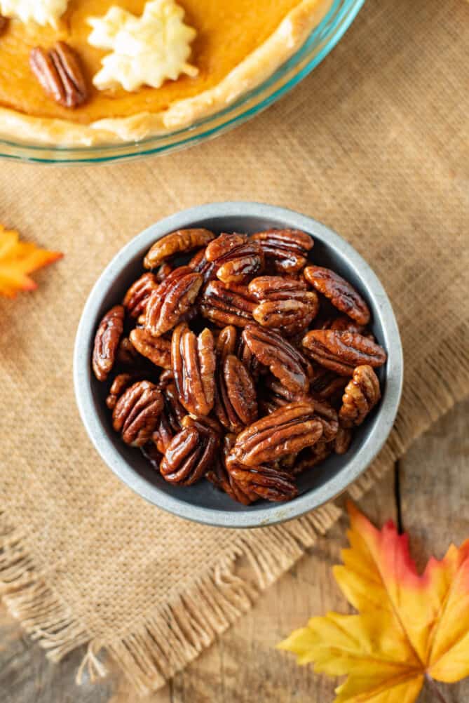 Maple glazed pecans from overhead