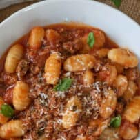 Pillow soft gnocchi mixed with Italian sausage sauce