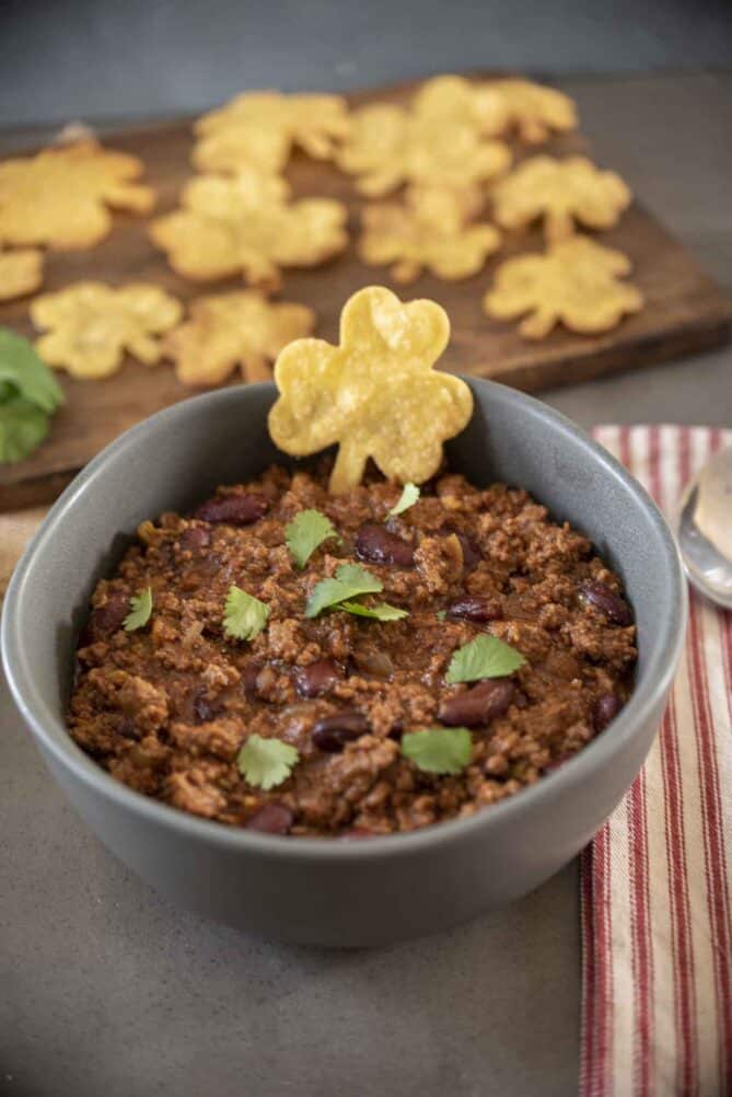 Irish chili made with Guinness in a bowl