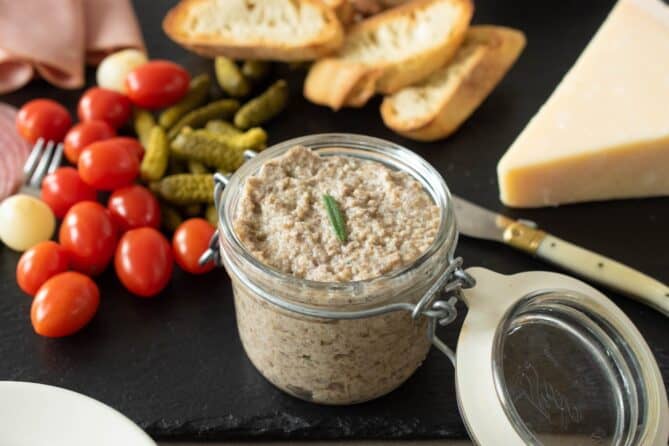 A pop-top jar of mushroom pate