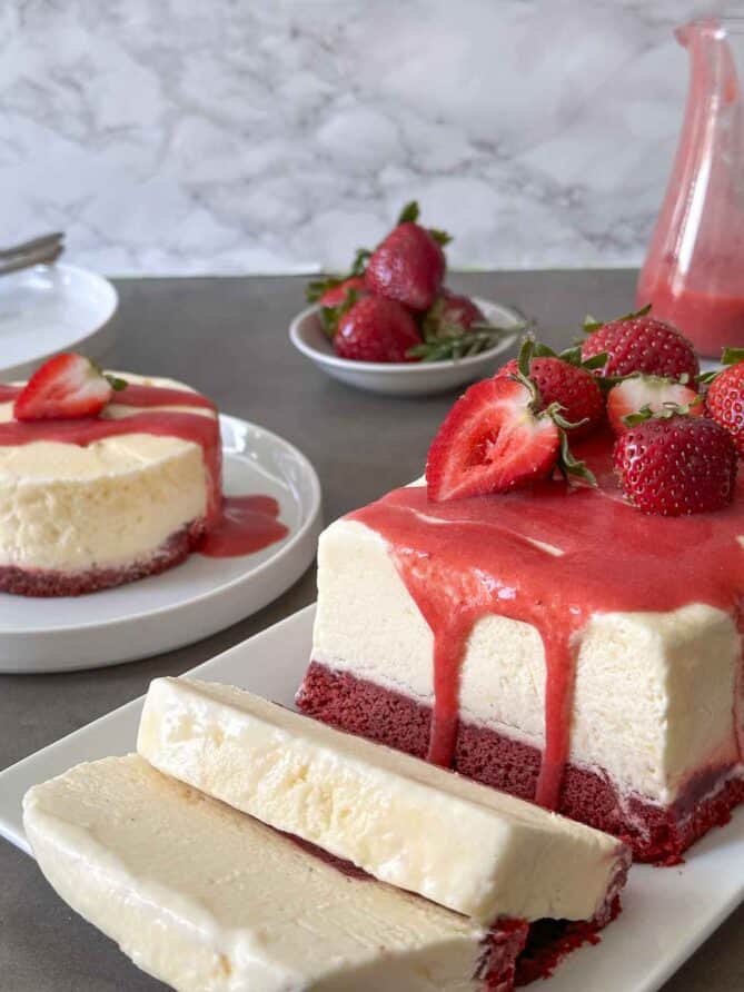 A long loaf shape semifreddo and a round one in the background