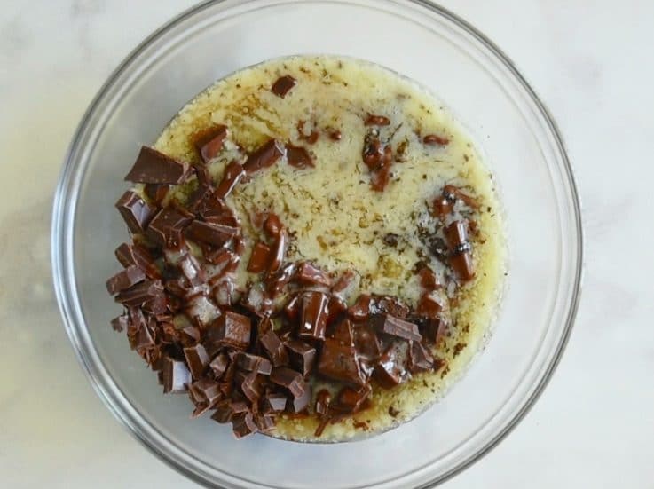 Chocolate and melted butter