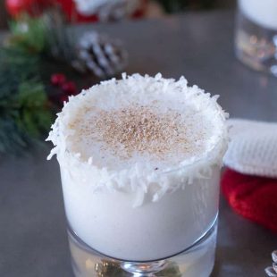 A glass of Santa's Rum Spiked Milk
