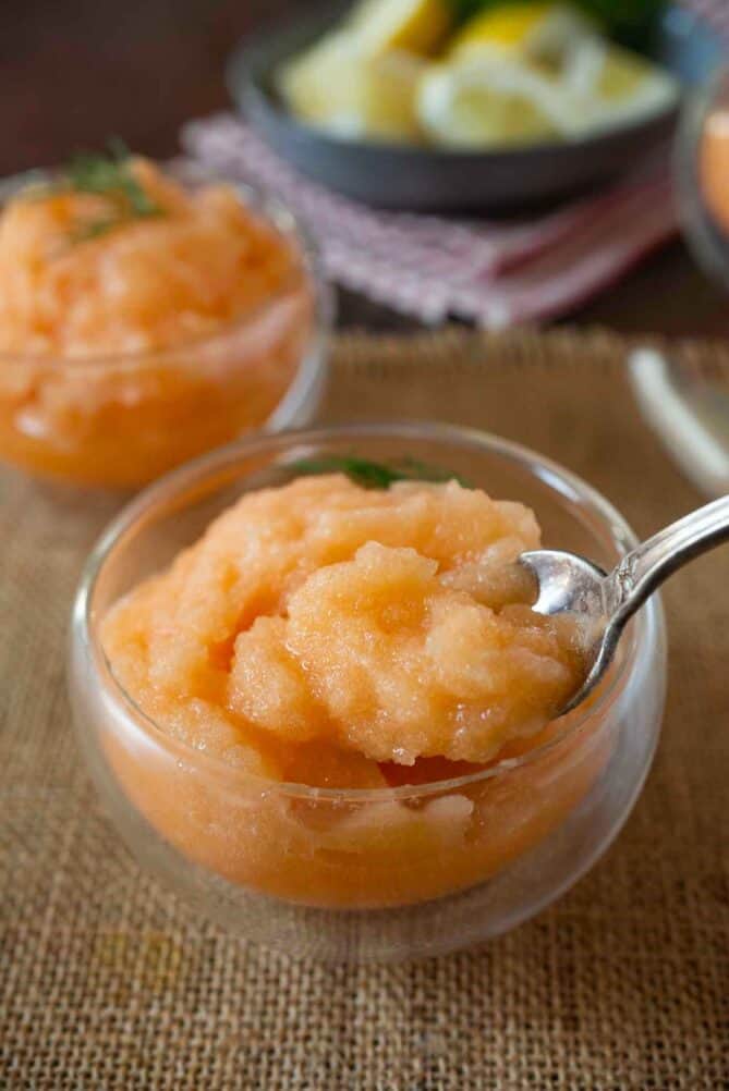 Spooning a scoop of granita