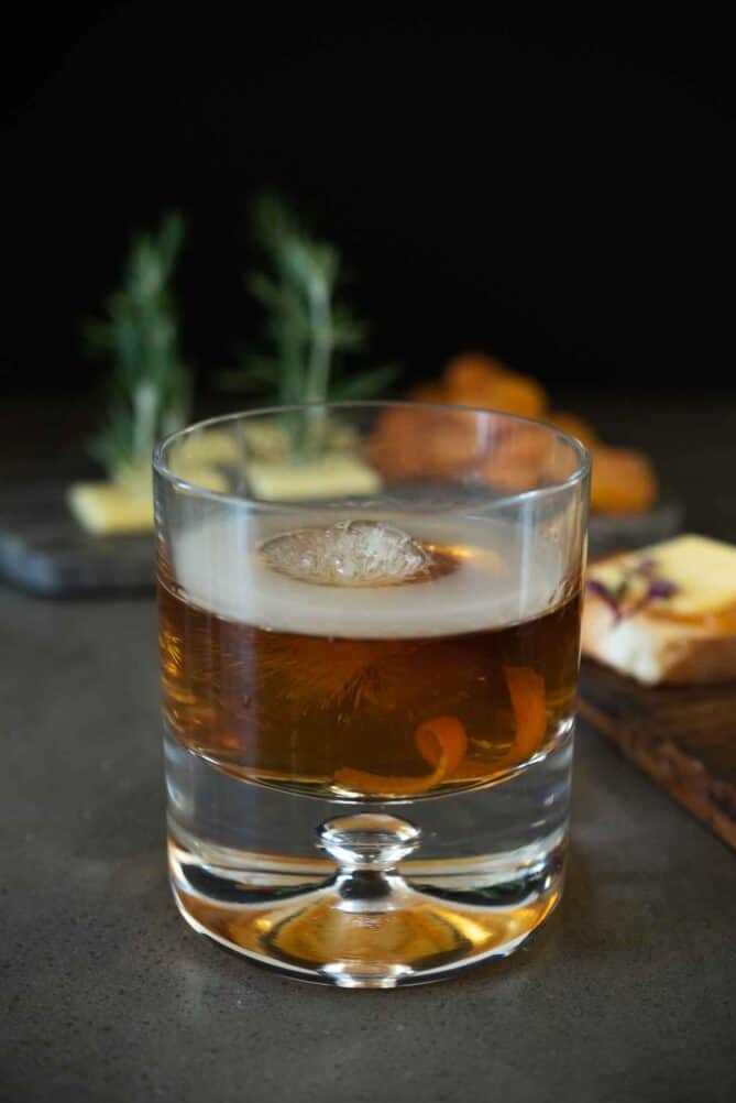 A smoked drink with the smoke sitting on top