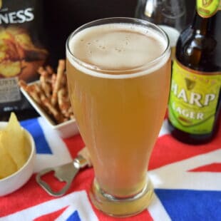 A cold glass of snakebite - British cider and lager