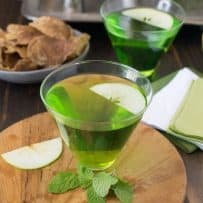 St Patrick's Day green Dublin cocktail served in a stemless glass