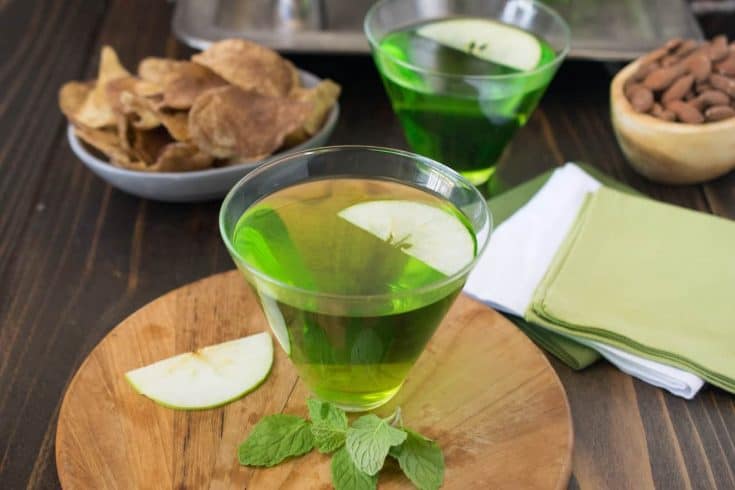 St Patrick's Day green Dublin cocktail served in a stemless glass