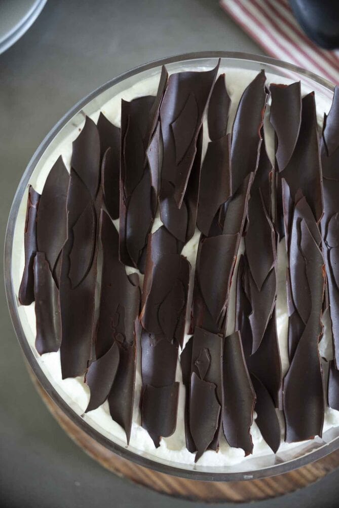 A closeup of rows of chocolate shards