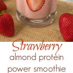 Strawberry, almond protein power smoothie. Fresh strawberries, almond butter, fresh pineapple and LALA smoothies