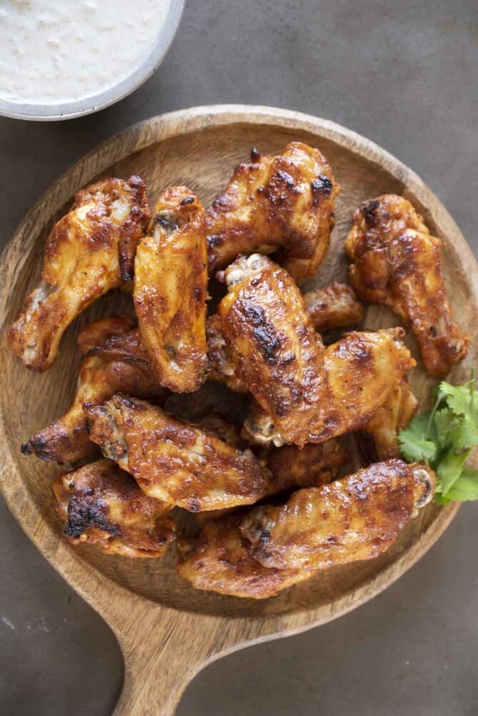 Tandoori masala chicken wings viewed from overhead