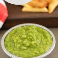 Vibrant green mushy peas
