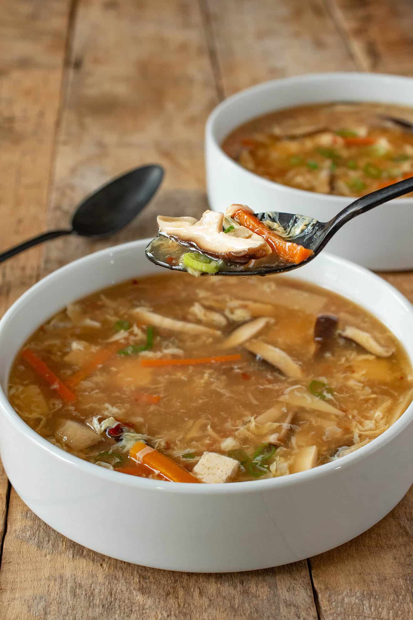 A spoonful of vegetables on a spoon