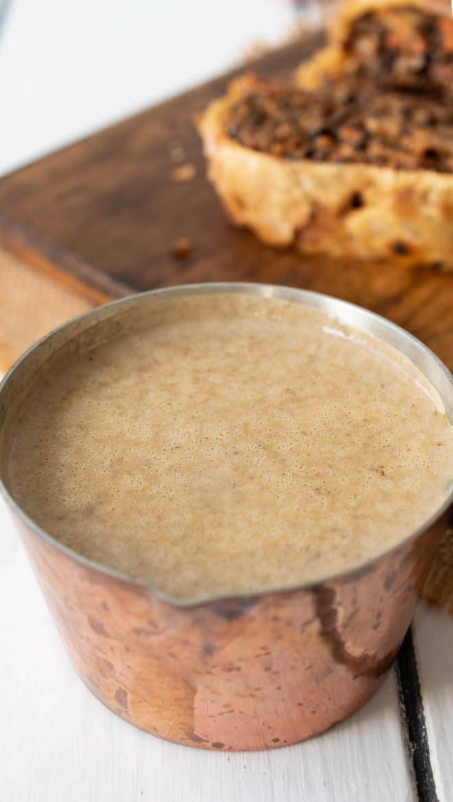 A bowl of mushroom gravy