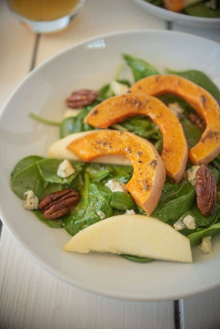 A closeup showing the perfectly roasted butternut squash