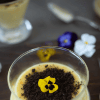 Creamy custard in a glass bowl