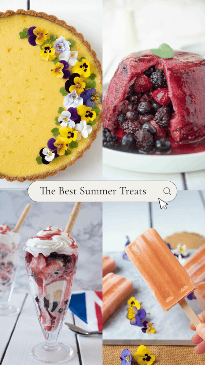 A collage of colorful desserts